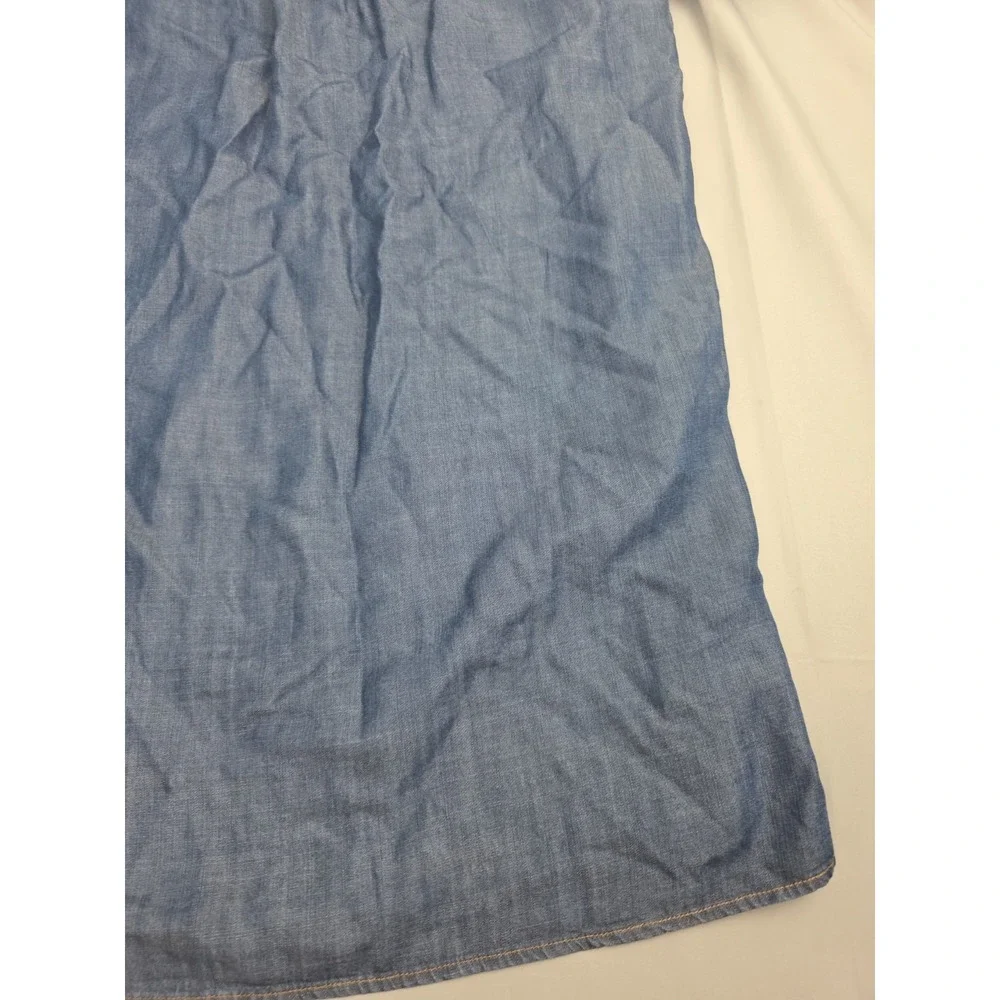 Philosophy Women's Dress Chambray Tunic Style Shirt Dress Lace Up XL Tencel